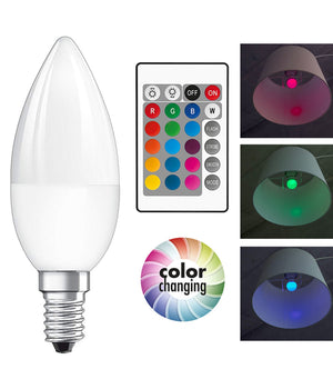 Lampadina Led Rgb Bulbo E14 Da 4,5w 2700k 250 Lumen Cambio Colore E Telecomando         