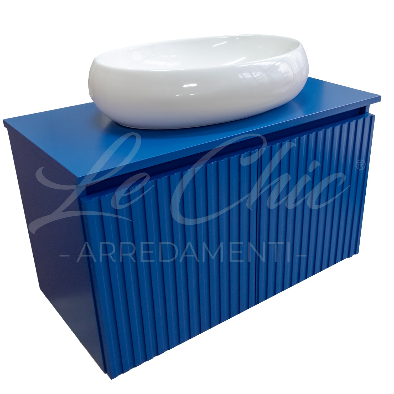 Mobile bagno moderno sospeso Blu Wave - 80 cm