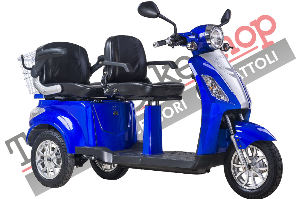 Scooter Z-TECH ZT-18  polliciTRILUX PLUS pollici 3 RUOTE 2 Posti Diffperenziale per Disabili e Anziani colore Blu