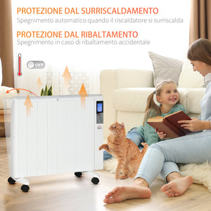 Stufetta Elettrica 2000W 75x31x66,5 cm con Timer e Impostazioni di Calore Bianco