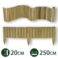 2pz bordure per aiuole "flessibile" ø 5 cm 250 x 20 h in legno di pino impregnato da esterno per fioriere giardini aiuola cod:ferx.pali.27.stock