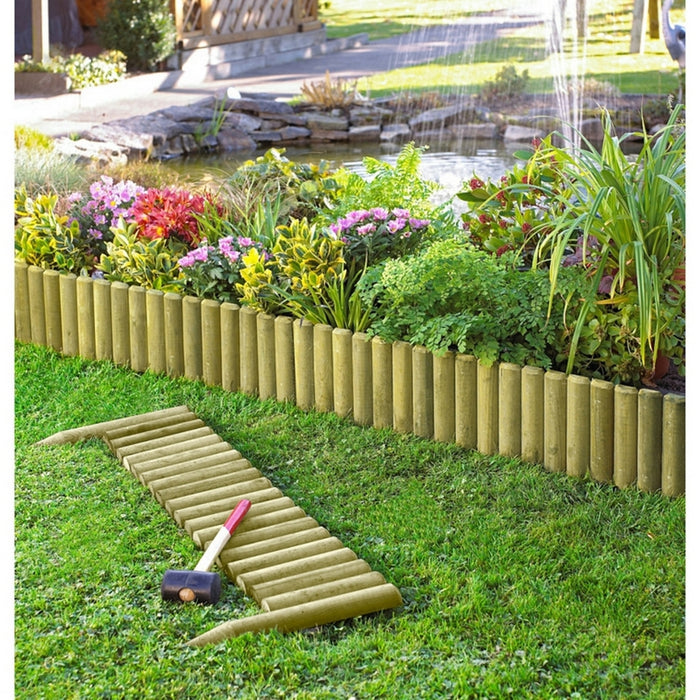 2Pz Bordure Per Aiuole "Flessibile" Ã˜ 5 Cm 250 X 40 H In Legno Di Pino Impregnato Da Esterno Per Fioriere Giardini Aiuola