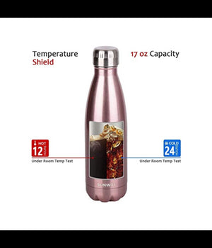 Borraccia Sportiva 350ml In Acciaio Inox Doppia Parete Per Sport Scuola Ufficio         