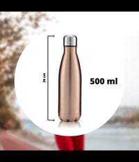 Borraccia Sportiva 500 Ml Acciaio Inox Doppia Parete Per Sport Scuola Ufficio         