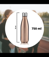 Borraccia Sportiva 750 Ml Acciaio Inox Doppia Parete Per Sport Scuola Ufficio         