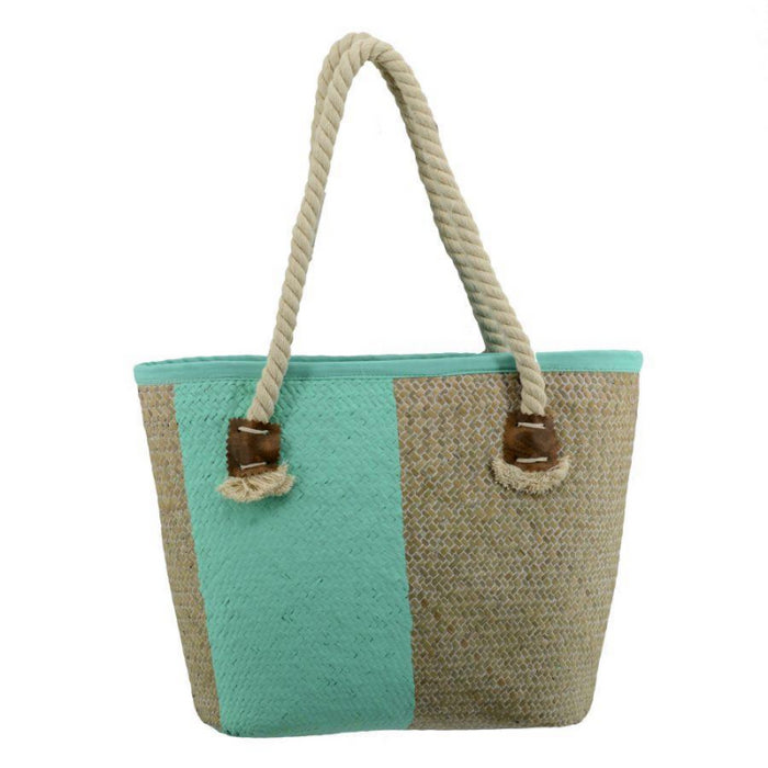 Borsa paglia africa verde acqua cm 38x16h28