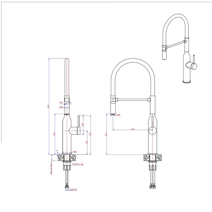 Rubinetto cucina acciaio inox doccetta battle