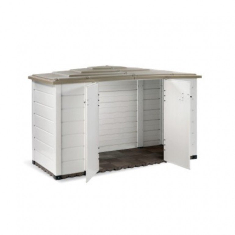 Box da Giardino in Resina Box Evo 200, con Pavimentazione inclusa, 212x88x133h cm