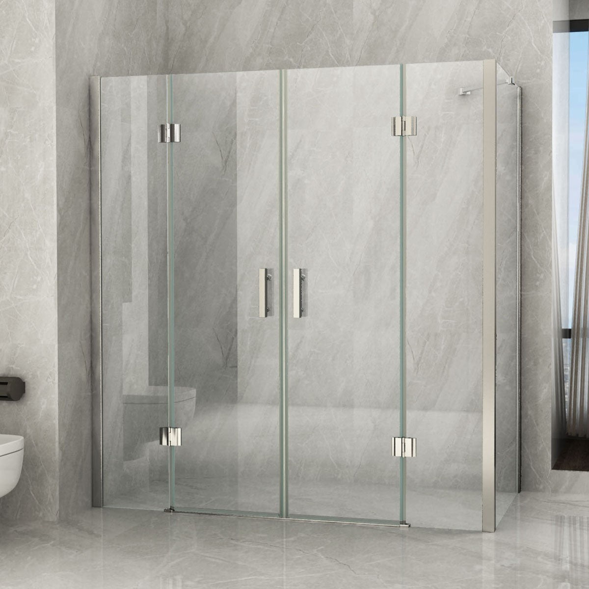 Box doccia 2 lati battente doppia porta trasparente 8mm h195 amanda maxi, dimensioni 160x90