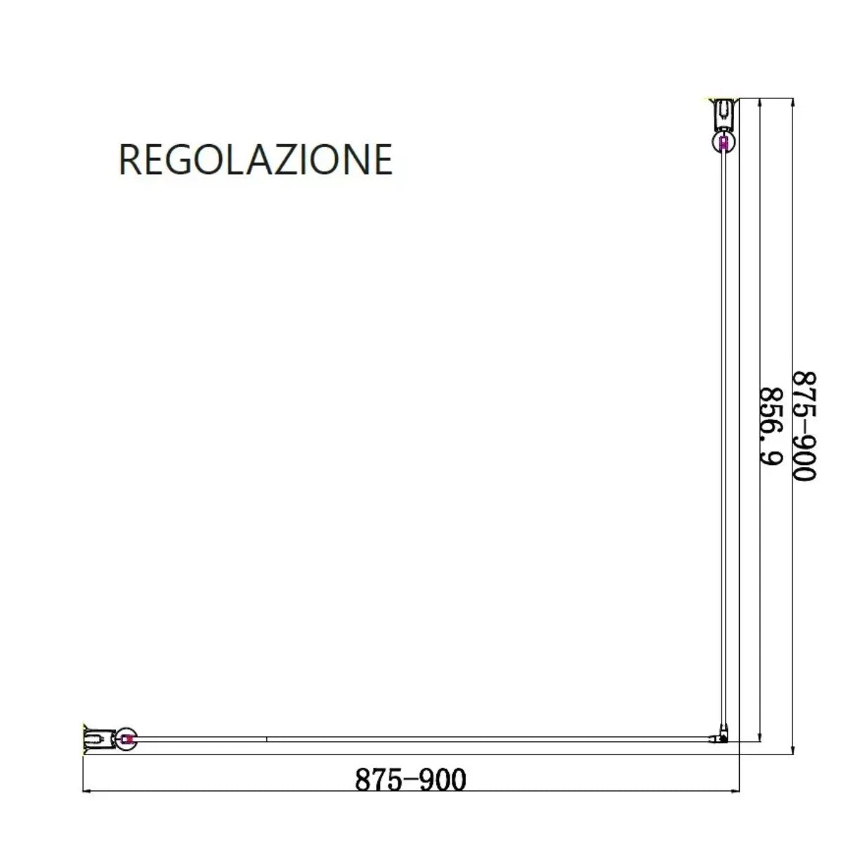 Box doccia 2 lati battente interna e esterna 6mm satinato s 28 alto h200, dimensioni 80x90