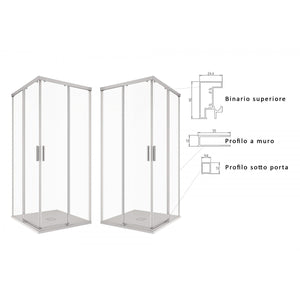 Box doccia 2 lati scorrevole a doppia anta satinato anticalcare 6mm h195 xena, dimensioni 80x100