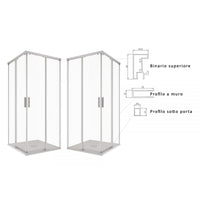 Box doccia 2 lati scorrevole a doppia anta trasparente anticalcare 6mm h195 xena, dimensioni 80x80