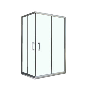 Box doccia 2 lati scorrevole a doppia porta trasparente anticalcare 6mm h190cm india, dimensioni 70x70