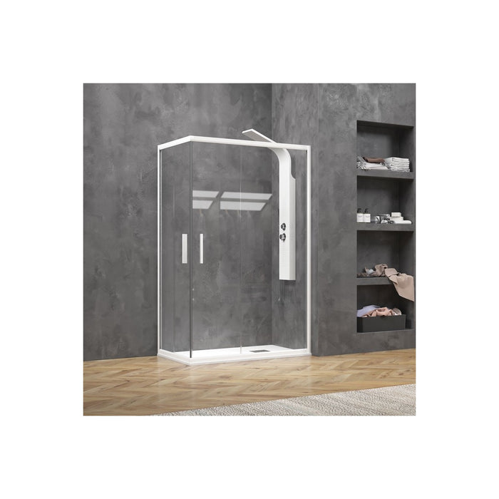 Box doccia 2 lati scorrevole anticalcare trasparenti 5mm h190 efe 100 bianco, dimensioni 90x90