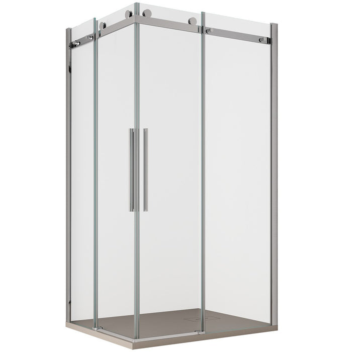 Box doccia 2 lati scorrevole ingresso angolare trasparente anticalcare 8mm h195 chiara, dimensioni 75x100