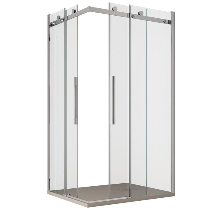 Box doccia 2 lati scorrevole ingresso angolare trasparente anticalcare 8mm h195 chiara, dimensioni 90x100