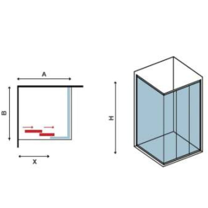 Box doccia 2 lati scorrevole trasparente 4-6mm 190h penta 300 s-10 cromo, dimensioni 120x80