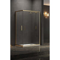 Box doccia 2 lati scorrevole cristalli temprati trasparenti 5mm h190 karag efe 100 oro, dimensioni 130x140