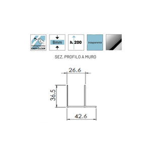 Box doccia 2 lati scorrevole trasparente anticalcare 8mm filanta one, dimensioni 170x80