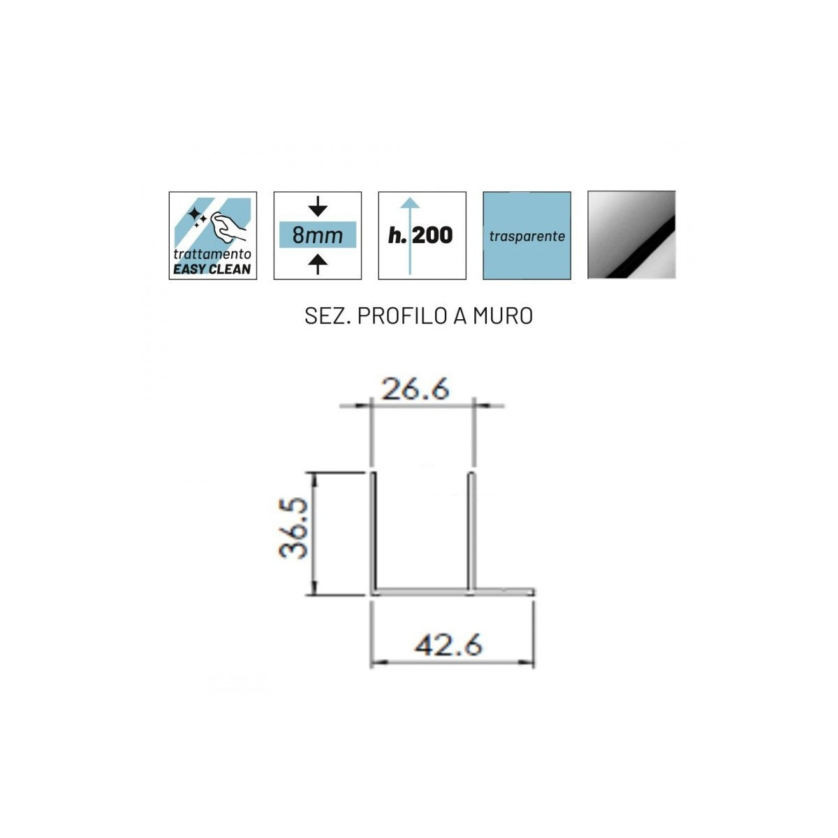 Box doccia 2 lati scorrevole trasparente anticalcare 8mm filanta one, dimensioni 120x80