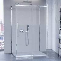 Box doccia tre lati porta scorrevole trasparente h195cm 8mm anticalcare euclide, misura 90x120x90