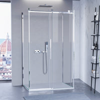 Box doccia tre lati porta scorrevole trasparente h195cm 8mm anticalcare euclide, misura 70x110x70