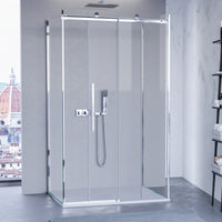 Box doccia tre lati porta scorrevole trasparente h195cm 8mm anticalcare euclide, misura 90x120x90