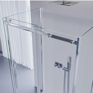 Box doccia tre lati porta scorrevole trasparente h195cm 8mm anticalcare euclide, misura 80x150x80