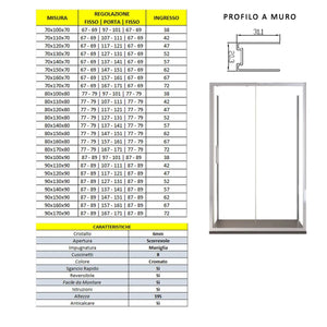 Box doccia 3 lati scorrevole trasparente 6mm h195cm ambra, dimensioni 80x120x80