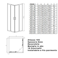 Box doccia 3 lati trasparente 195 6mm matias, misura 80x100x80