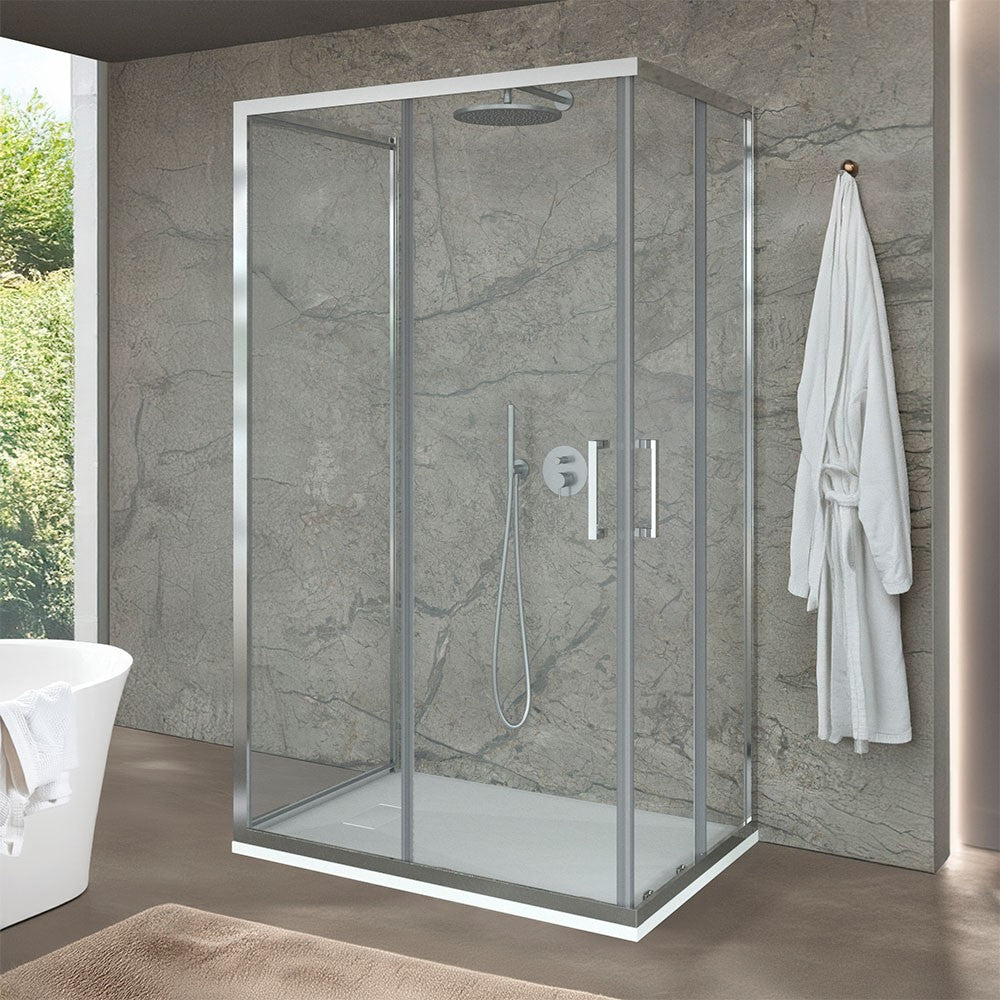 Box doccia 70x90x70 cm con doppio scorrevole trasparente H 200 cm Ted