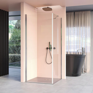 Box doccia angolare con porta battente e lato fisso h195cm 6mm salema, misura 80x70