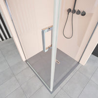 Box doccia angolare con porta battente e lato fisso h195cm 6mm salema, misura 80x70