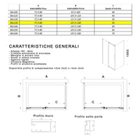 Box doccia due lati trasparente anticalcare porta scorrevole h195 8mm euclide, misura 80x130