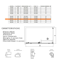 Box doccia due lati con profili neri scorrevole cristallo 6mm h195 lagoa duo, misura 70x150