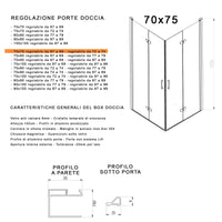 Box doccia 2 lati a soffietto trasparente senza profili 6mm h195 anticalcare rea, misura 70x75