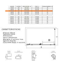 Box doccia due lati scorrevole cristallo 6mm h195 anticalcare lagoa duo, misura 70x120