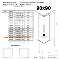 Box doccia due lati anticalcare scorrevole 8mm h200 melissa, misura 90x90