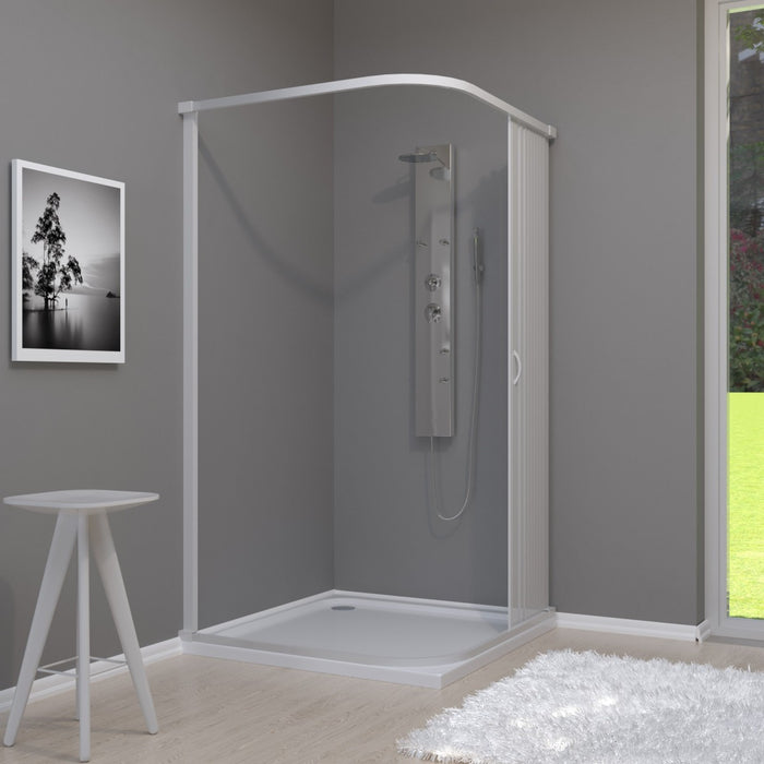 Box doccia 2 lati angolare soffietto in pvc bianco, misura 110x70