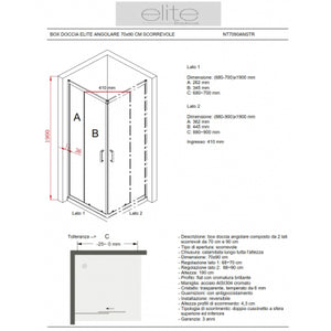 Box Doccia Angolare 70x90 Cm Scorrevole Opaco