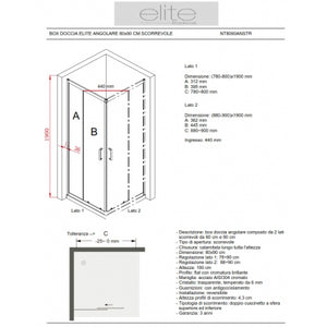 Box Doccia Angolare 80x90 Cm Scorrevole Opaco