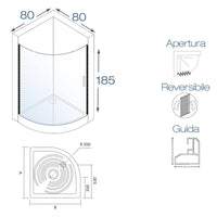 Box doccia Giove 90x90cm in pvc apertura semicircolare laterale - Rollplast Pinto