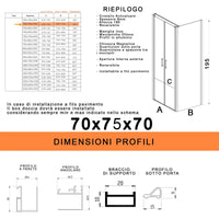 Box doccia saloon tre lati senza profili trasparente 6mm h195 dobla, misura 90x120x90