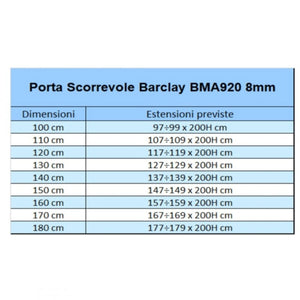 Box doccia scorrevole trasparente anticalcare 8mm h200 barclay, dimensioni 150x80