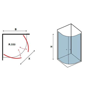 Box doccia semicircolare trasparente 6mm h 200 s-8 cromo, dimensioni 80cm