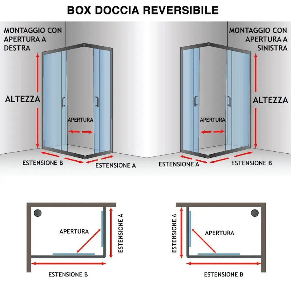 Box doccia Style 70x120xh190cm in cristallo trasparente 6 mm - HDcasa