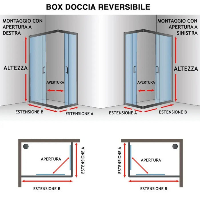 Box doccia Style profilo cromato trasparente 70x70cm da 6mm - HDcasa