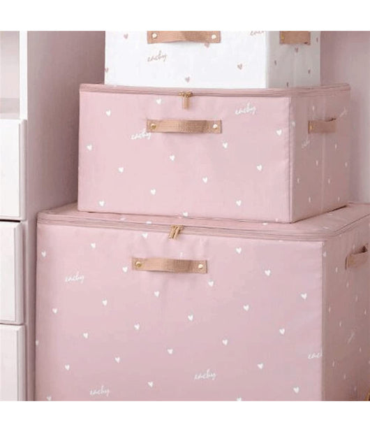 Box Scatola Salvaspazio Armadio Contenitore Porta Oggetti Organizer 35x30x20 Cm  Rosa       