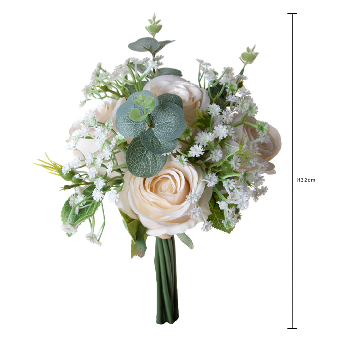 Set 3 Bouquet Artificiali Rose Gypsophila 32 cm