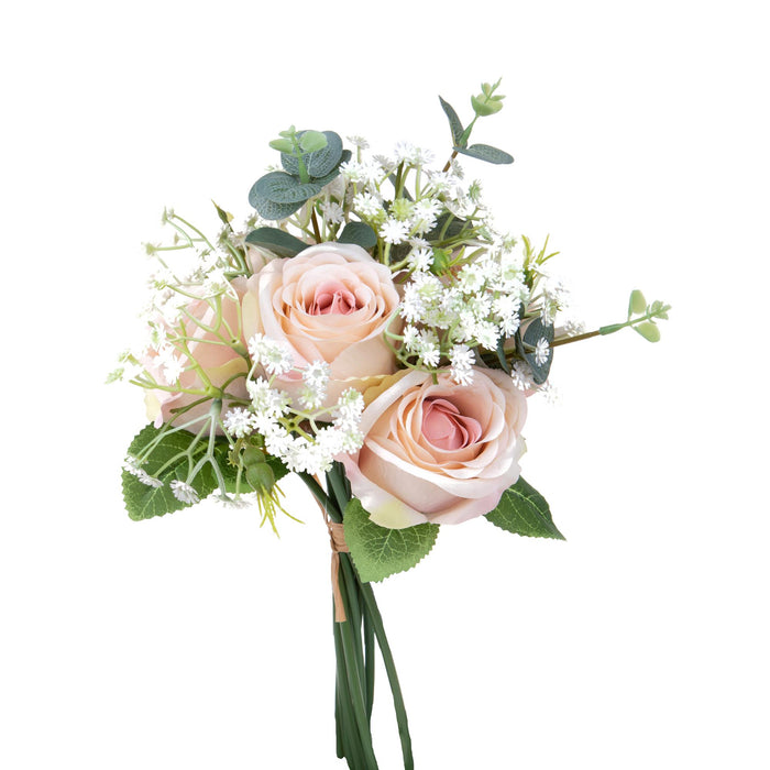 Set 3 Bouquet Artificiali Rose Gypsophila 32 cm